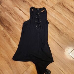 Guess Black Lace-Up Women's Bodysuit
